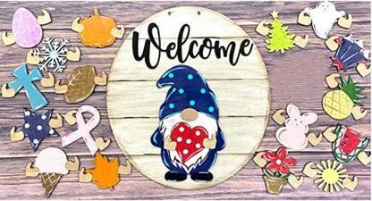 3D Seasonal Interchangeable Gnome Door Hanger