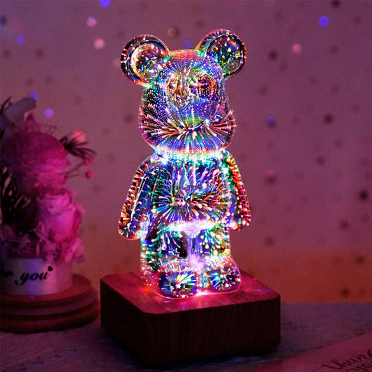 3D Firework Bear Colorful Bear Decor Light Gift for Him or Her