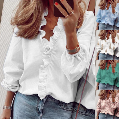 2023 New Long Sleeve Ruffle Blouse