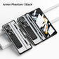 Armor Phantom Aluminum Alloy Transparent Frosted Stand Hinge Phone Case For Samsung Galaxy Z Fold3 Fold4 5G With Screen Protector