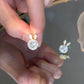 2023 Fashion rabbit Zircon Round Petal Earrings